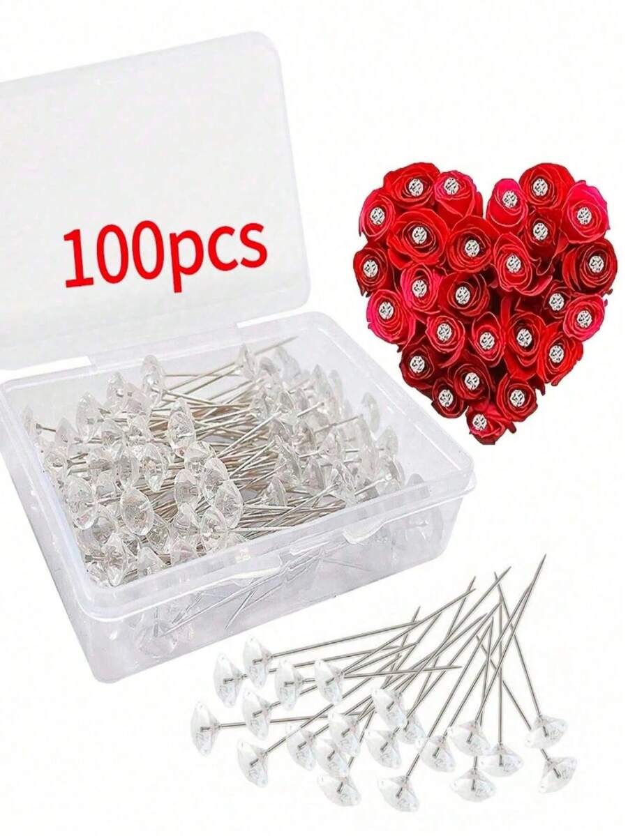 4/50/100pcs Rhinestone Flower Stamens, Suitable For Wedding Decoration, Valentine's Day Flowers, Mother's Day, Graduation Season, Back To School Season, Birthday Party And Other Floral Decorations - Multicolor - View 1