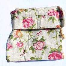 Bolsa de productos de algodn orgnico, bolsa de almacenamiento de adorno de joyera de regalo de 10 piezas con cordn de lino impreso1 - [Color 1, Color 2, Color 3, Color 4, Color 5, Color 6, Color 7] - Ver 5