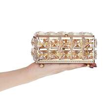 ELLDOO Crystal Jewelry Box Rectangle Trinket Organizer With Lid Earrings Rings Vintage Treasure Keepsake Box For Valentine Wedding Dresser Bedroom Decoration, Gold,Large,Gold - Gold - 查看 9