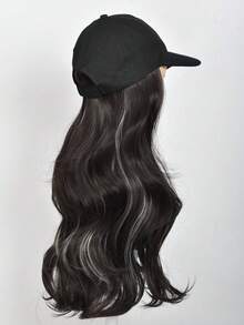 20 Inches Long Fluffy Wavy Curly Wigs With Hat Baseball Cap Seamless Connection Hair Extensions For Women Synthetic Natural Fake Hairpiece Adjustable Hat Wig - Multicolor - View 9