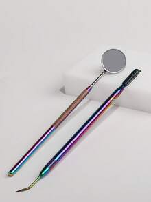 2 Pieces Lash Lift Tool, Professional Eyelash Separator Tool & Lash Mirror, 2 In 1 With Comb Stainless Steel Metal Lash Perm Lift Rods For Eyelash Eyebrow Comb Perming Tinting Curling Extension Supplies(Multi Color) - Multicolor - View 14