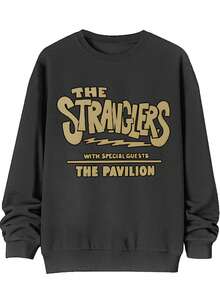THE STRANGLERSWITH SPECIAL GUESTS Printed Crewneck Sweatshirt, Casual Sweatshirt, Simple And Comfortable Fit, Autumn And Winter, Outdoor, Home Essential - 黑色 - 查看 2