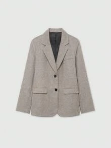 Old Money Slim Fit Textured Lapel Neck Long Sleeve Fashionable Versatile Suit Jacket - Light Brown - View 1