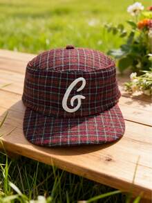 1pc Men's G Letter Embroidered Leopard Print Snapback Hat, Street Hip Hop Cap, Warm Sun Protection Plaid Flat Brim Hat, Christmas Gift - A - View 17