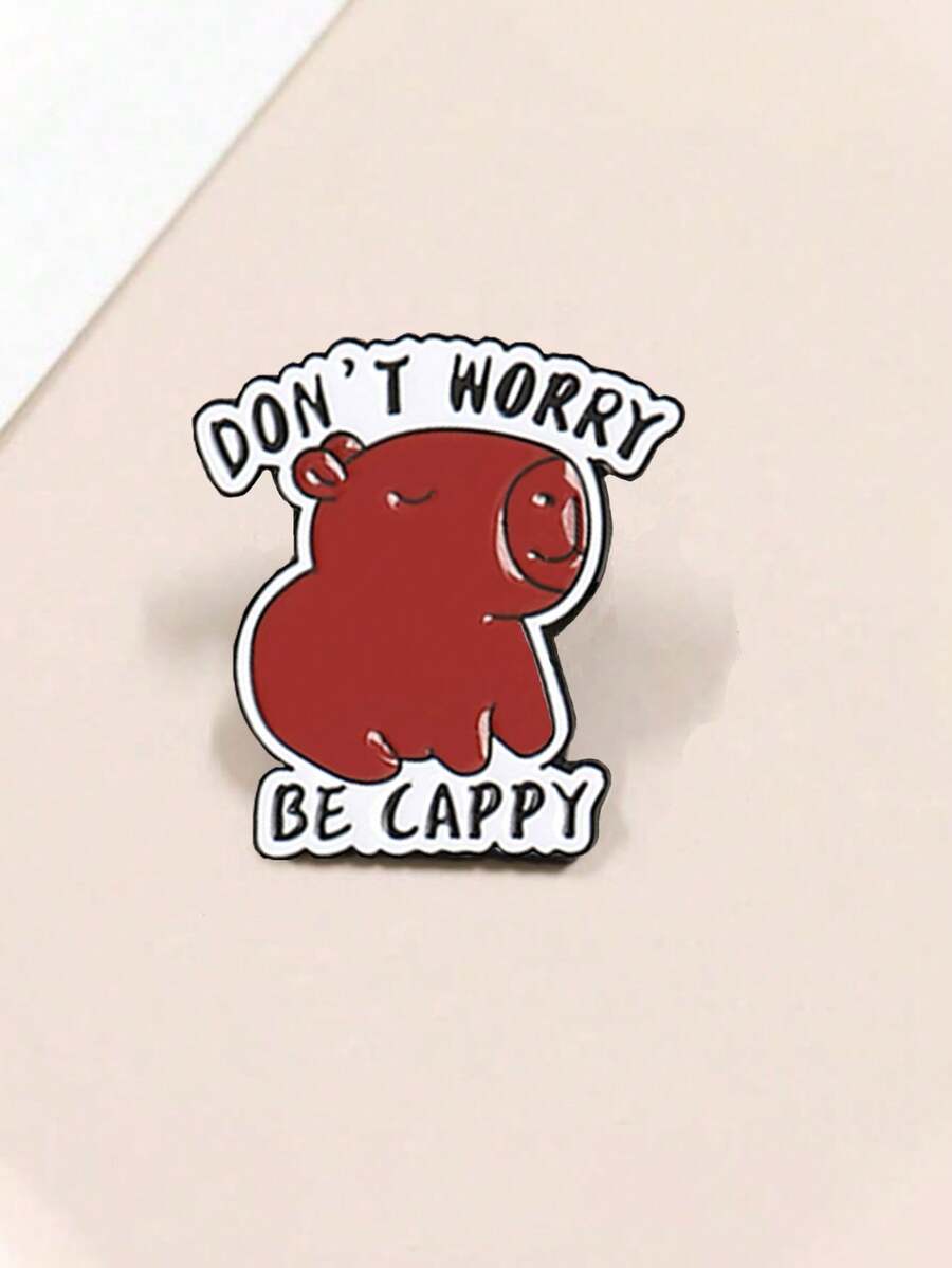 1 pièce Broche en métal mignonne de Capybara, accessoire polyvalent pour vêtements et sacs - brun-rouge - Voir 1