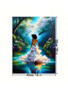 1 Set Beginner DIY Paint By Numbers Kit For Adults  Including Paints, Canvas, Brushes | Dreamy Woman In Tropical River Landscape Oil Painting | 40x50cm/16x20in Unframed For Home Decor, Family Activity, Father's Day, Mother's Day, , Halloween, Valentine's Day, Thanksgiving, Christmas, Holiday Gift, 2D Flat - 彩色 - 查看 2