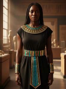 Egyptian Costume Kit With 4 Pieces - Cosplay Egypt Pharaoh Carnival - 金色 - 查看 4