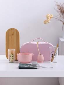 9件套便携式抹茶入门套装，抹茶搅拌器套装，抹茶冲泡套装，抹茶礼品套装（包含抹茶碗、竹制抹茶搅拌器、茶匙、搅拌器架、抹茶筛、茶杯、茶垫、茶盘），返乡礼物