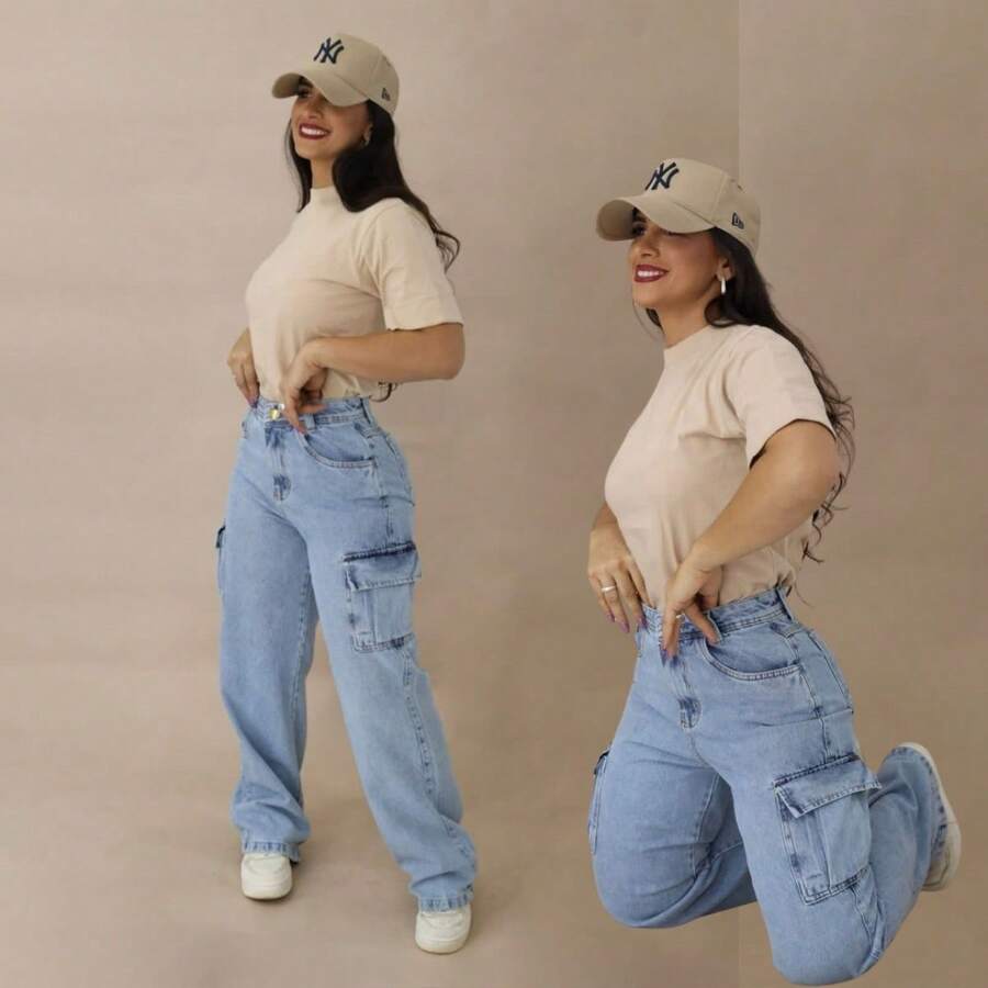 Wide Cargo Pants - New Release!!! - Màu xanh lam - Xem 1