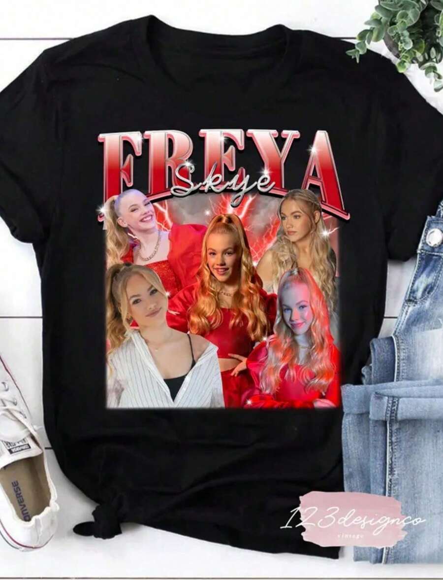Freya Skye Bootleg Vintage T-Shirt British Singer Shirt Nova Bright Fans Shirt Freya Skye Merch Shirt Music Gift Shirt - 黑色 - 查看 1