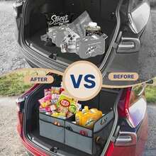 YSSOA - Organizador de maletero de coche con 2 compartimentos, 600D, impermeable, de poliéster Oxford, antideslizante, 14 pulgadas de profundidad x 22 pulgadas de ancho x 12 pulgadas de alto, apto(2 Compart Antideslizante y a prueba de fugas, gris-verde) - Multicolor - Ver 8