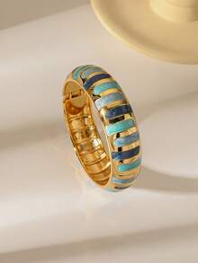 1pc Bohemian Style Beach Vacation Bracelet, Enamel Colorful Bangle Cuff Bracelet For Women, Retro Fashionable Colorful Charm Jewelry, Daily Party And Holiday Accessory
