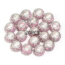 20pcs European Style Rhinestone Beads, Large Hole Shiny Pendant Beads, Round Beads, Spacer Beads, Suitable For Necklace, Earrings, Bracelet And Other Crafts (White) DIY Bracelet Jewelry Necklace Accessories - Large Diamond-set Hole - View 16