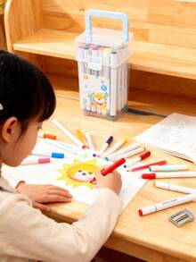 Children's Writing And Correction Tool, Washable Boxed Marker Pen 12/48 Color Children's Paintbrush, Student Drawing Double Headed Water-Based Pen