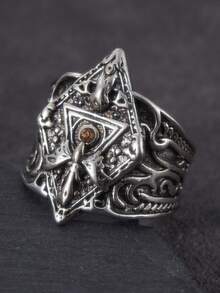 1PC Vintage Gothic Personalized Bat Rhombus Ring Business Fashion Black Gift Suitable For Men And Women Daily Wear And Party Accessories - Ring - View 8