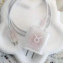 3-In-1 Transparent Zodiac Protective Case, Bite Protector & Cable Compatible With Apple 18W/20W Charger, TPU Soft Shell, Anti-Breakage - Multicolor - View 4