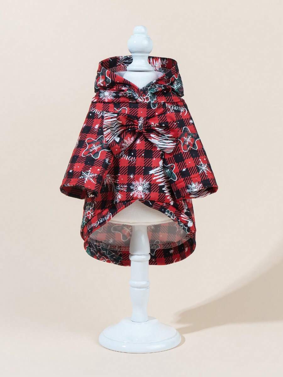 1 Bộ váy cổ nơ lịch lãm, váy cho thú cưng mùa thu/đông, váy len dày cổ ren, váy dày ấm áp cổ ngọc trai cho chó và mèo. - Nhiều màu - Xem 1