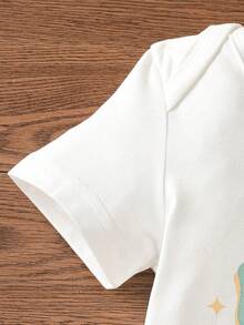 Bộ 2 món cho bé gái mùa hè, gồm áo liền quần và quần yếm in hình cây dừa thắt nơ. - trắng - Xem 5