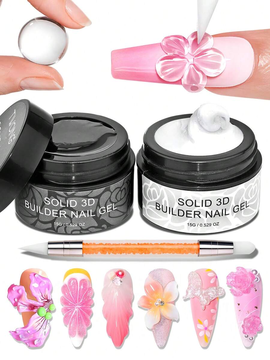 TWOING 3D Nail Art Modeling Gel - Sculpting & Molding Gel For DIY Nail Designs, Perfect For Painting, 3D Decorations & Halloween Nail Art, UV LED Curing Architectural Gel Nail Extension,Non-Sticky Hands And Multi-Purpose - Multicolor - View 1