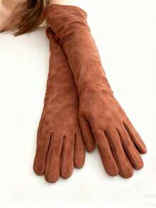 1 Pair Elegant Women's Long Suede Arm Warmers, Suitable For Parties, Outings, Girls' Birthdays, And Can Be Used As Gloves, Autumn/Winter - A - View 11