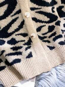 New V-Neck Leopard Print Knit Vest Women, Single-Breasted Short Cropped Tank Top, Retro Chic Style Slim Fit Layering Camisole - Multicolor - View 4