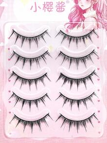 5 Pairs Cartoon Eyelashes, Natural Transparent False Eyelashes, Eyelash Extension, Curly & Soft, Beauty, Daily Makeup And Asian Makeup