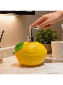 1pc Creative Lemon Shaped Pump Bottle, Suitable For Bathroom Shampoo, Body Wash, Hand Soap Refill Bottle, Home Decor, Surprise Gift For Friends - Multicolor - View 1