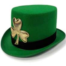 Irish Leprechaun Top Hat For Women Men Shamrock Black Band/Plaid Band Costume Accessory Cap - 綠色 - 查看 2