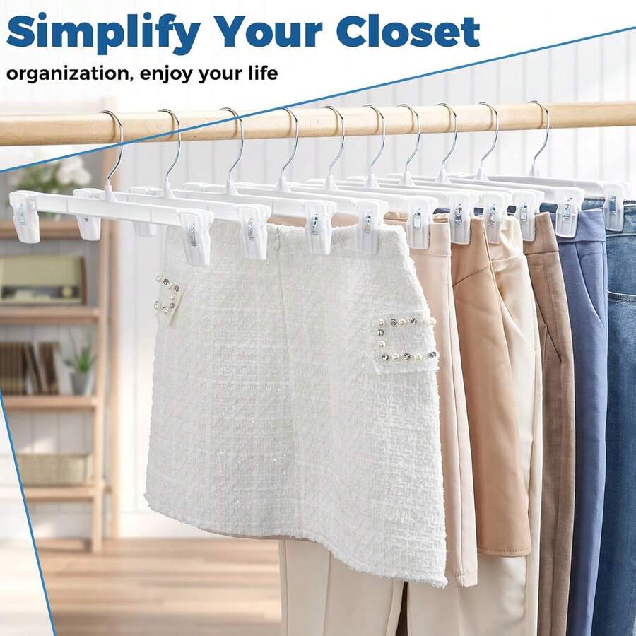 Plastic Hangers - Adult Hangers - T-Shirts, Dresses, Hangers & Accessories - Notched Hangers, Durable And Multifunctional Colorful Wardrobe Hangers, Transparent Plastic Skirt Hangers With Adjustable Clips, Pants Hangers - Multicolor - View 1