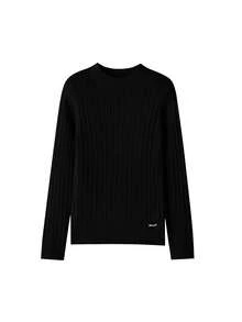 Annil Children's Girls' Mid-Collared Sweater With Silk And Wool, Winter Wear, Slim Fit, Elastic, Knitted Base Layer. - Black - View 7