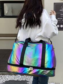 1 szt. Modna, kolorowa, swobodna torba podróżna z wieloma kieszeniami, lekka i poręczna, składana, o dużej pojemności, z oddzielną przegrodą na buty i separatorem rzeczy suchych i mokrych. Można nosić jako torbę na ramię lub przez ramię, kompatybilna również z przenośną walizką. Idealna na podróże służbowe, wakacje, sport i fitness. Torba podróżna, torba podróżna, wytrzymały organizer podróżny, niezbędny na rejs, niezbędny na wakacje dla mężczyzn i kobiet. - Wielokolorowe - Zobacz 4