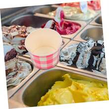 30piezas Vasitos Desechables Para Helado y Postres Tazones De Cartón Para Cumpleaños y Picnics Diseño Cuadros - rosax3uds - Ver 5