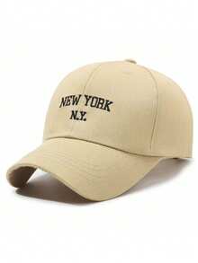 1pc Solid Color NEWYORK Embroidered Adjustable Baseball Cap, Spring/Autumn Travel Sun Protection Casual Hat - Multicolor - View 6