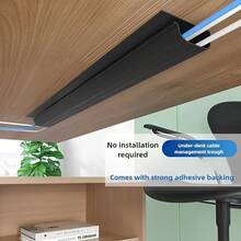 40cm Under-Desk Cable Management, Under-Desk Cable Conduit, Easy-To-Install Self-Adhesive Cable Manager, Cable Management, Screwless Cable Management Kit For Home And Office, Teen And Pet Protection, Easy-To-Install Desktop Cable Organizer.