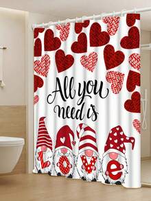 1/4pcs Dwarf, Heart, Rose Pattern Shower Curtain With Hooks, High Definition Digital Printing Polyester Fabric, Bathroom Divider Curtain For Wall And Bathtub, Washable Bathroom Decor Shower Curtain, Suitable For All Seasons - Multicolor - View 8
