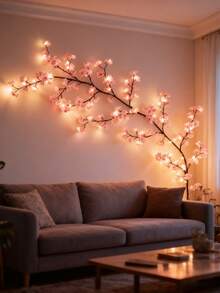 1pc Cherry Blossom Branch USB Power Supply Light,LED Dress Up String Lights, Push Button Control 8 Modes, Realistic Artificial Flowers, Suitable For Spring/Summer Indoor/Outdoor Decorations, Weddings, Valentine's Day - Warm White - View 13