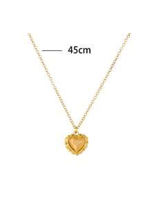 1pc 'Pure Heart' Seashell Heart Shaped Vintage Pattern Stainless Steel Choker Necklace For Women, Suitable For Daily Wear And Gift Giving Valentines - Pendant Necklace - View 5