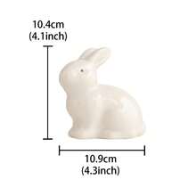 1pc Ceramic White Cute Easter Bunny Home Decor Figurine, Entryway Decoration - Multicolor - View 3