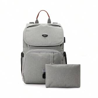 2pcs/Set Multifunctional Mommy Backpack, Large Capacity Outdoor Baby Bottle Insulation Bag