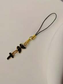 黑色蝴蝶字母手机挂饰，1个，装饰品，适合节日、情侣、家庭礼物、浪漫礼物、手机装饰，设计优雅，时尚配饰，细节精致，纪念品，礼品，家居礼物，兼容安卓和大多数智能手机，送给母亲、家人、朋友、孩子的礼物，生日礼物，节日手机链 - 黑色 - 查看 12