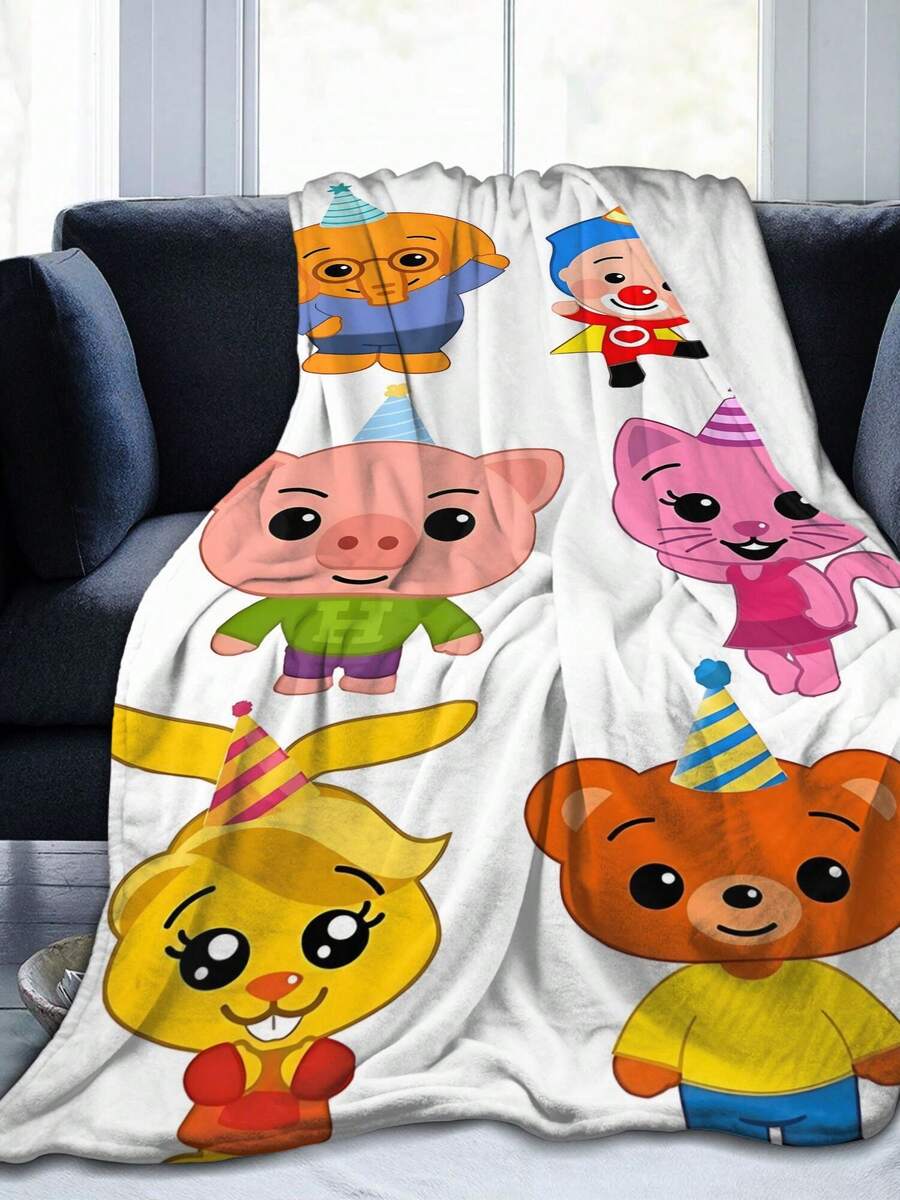 1Pc Plim Plim Blanket Anime Lovers Gift Idea - Luxuriously Soft Flannel Blanket For Couch, Camping & Travel Adventures - 黑色 - 查看 1