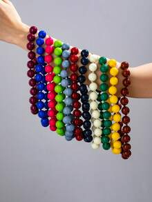 1 pieza Collar de cuentas con efecto de nube de resina geométrica redonda de estilo bohemio con broche de metal, joyería hecha a mano para uso festivo o diario - Collar de cuentas - Ver 13