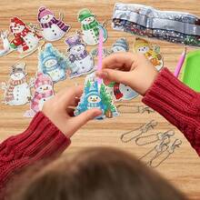 12pcs Christmas Diamond Art Keychain Set, Colorful Snowman DIY Gem Painting Keychain, Full Crystal Rhinestone Sticker Suitable For Christmas Handicraft Materials - Multicolor - View 5