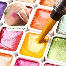 60 Color Paint Set 60 Color Metallic Watercolor Paint Set With 1 Water Pen High Solid Portable Lightweight Starry Tone Ideal For Artists Professionals Painting Drawing DIY Craft Holiday Gift - 60 Colors + 1 Ballpoint Pen - View 6