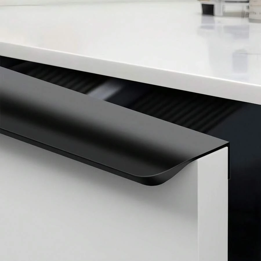 5个铝合金隐形拉手，免钻孔橱柜抽屉柜极简弧形拉手，哑光隐藏式现代简约家具门把手 - 彩色 - 查看 1