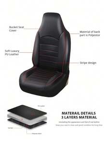 1pc/2pcs Classic Universal PU Leather Front Car Seat Covers, Fit For Most Sedans, Trucks, SUVs | All Season, Compatible With Airbags And Waterproof | Comfortable Car Seat Covers With Armrest Friendly Design - Style B - View 4