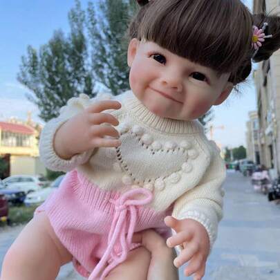 1pc About 22inch Full Body Vinyl Washable Reborn Doll 55cm Popular Cute Simulation Smiling Dolls High Quality Toys Perfect Birthday Gift