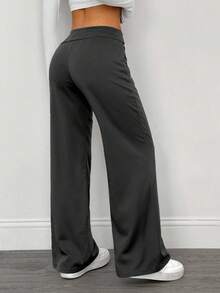 Tween Girls' Solid Color Elastic Waist Wide Leg Loose Casual Versatile Sweatpants - Multicolor - View 3
