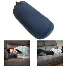 Microbead Bolster Tube Travel Pillow - Compact Neck Roll Pillow Airplane, Car, Or Home - Soft Lumbar Support Pillow - Pink - Navy + Adult (Single Pack) - View 1