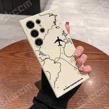 Travel-Nspired Airplane Route Desian Case For Samsung Galaxy S24 S23 S22 Ultra Plus,Suitable For IPhone 17 Air,IPhone16/IPhone15/XR/7p8p/P12promax/P13promax/P14PROMAX/P13/P14/P11/P12/P14, XS/S/XSMAX/, Cute & Fashionable Thick Protective Cover - 黑色 - 查看 6